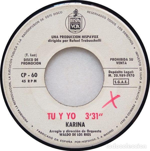 Disques de vinyle: Karina &ndash; Tu Y Yo / Yo Te Se Perdonar (Vinyl, Hispavox CP-60)
