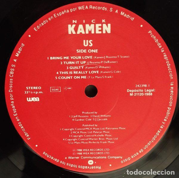 Discos de vinilo: Nick Kamen &ndash; Us (Vinyl, WEA 242398-1) - Foto 3