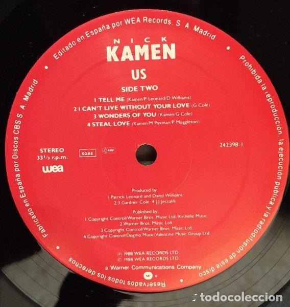 Discos de vinilo: Nick Kamen &ndash; Us (Vinyl, WEA 242398-1) - Foto 4