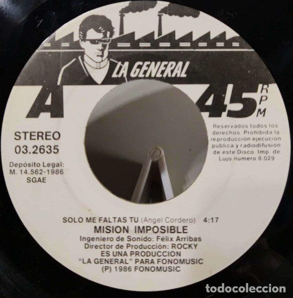 Discos de vinil: Mision Imposible &ndash; Solo Me Faltas Tu (Vinyl, La General 03.2635)
