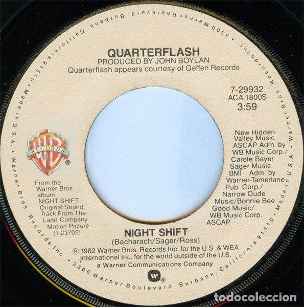 Discos de vinilo: Quarterflash &ndash; Night Shift / Love Should Be So Kind (Vinyl, Warner Bros. Records 7-29932)