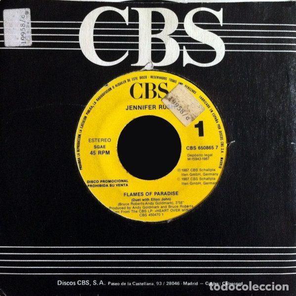 Dischi in vinile: Jennifer Rush Duet With Elton John &ndash; Flames Of Paradise (Vinyl, CBS CBS 650865 7)