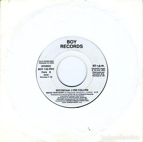 Discos de vinil: Stefano Secchi Featuring Lyn Collins &ndash; Break Your Heart (Vinyl, Boy Records BOY-138-PRO)