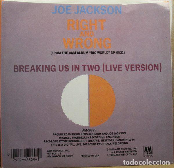 Discos de vinilo: Joe Jackson &ndash; Right And Wrong (Vinyl, A&M Records AM-2829) - Foto 2