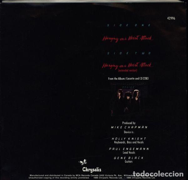 Discos de vinilo: Device &ndash; Hanging On A Heart Attack (Vinyl, Chrysalis 42996) - Foto 2