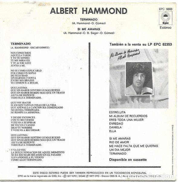 Discos de vinilo: Albert Hammond &ndash; Terminado (Vinyl, Epic EPC 5693) - Foto 2