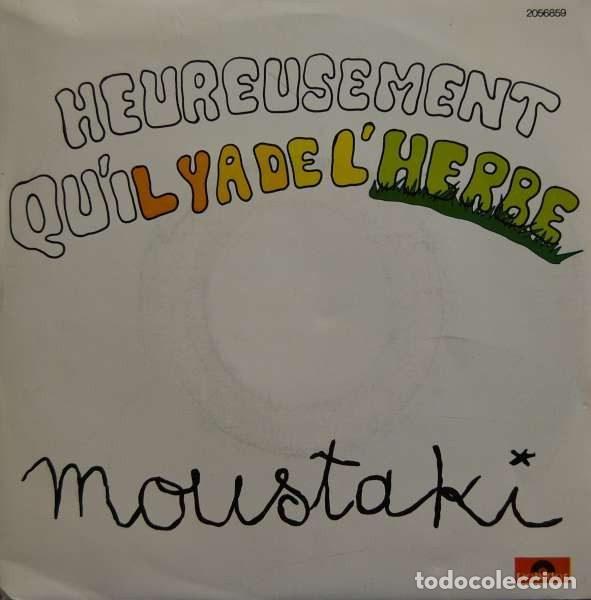 Vinyl records: Georges Moustaki / Marta Contreras &ndash; Heureusement Qu'Il Y A De L'Herbe (Vinyl, Polydor 2056 859)