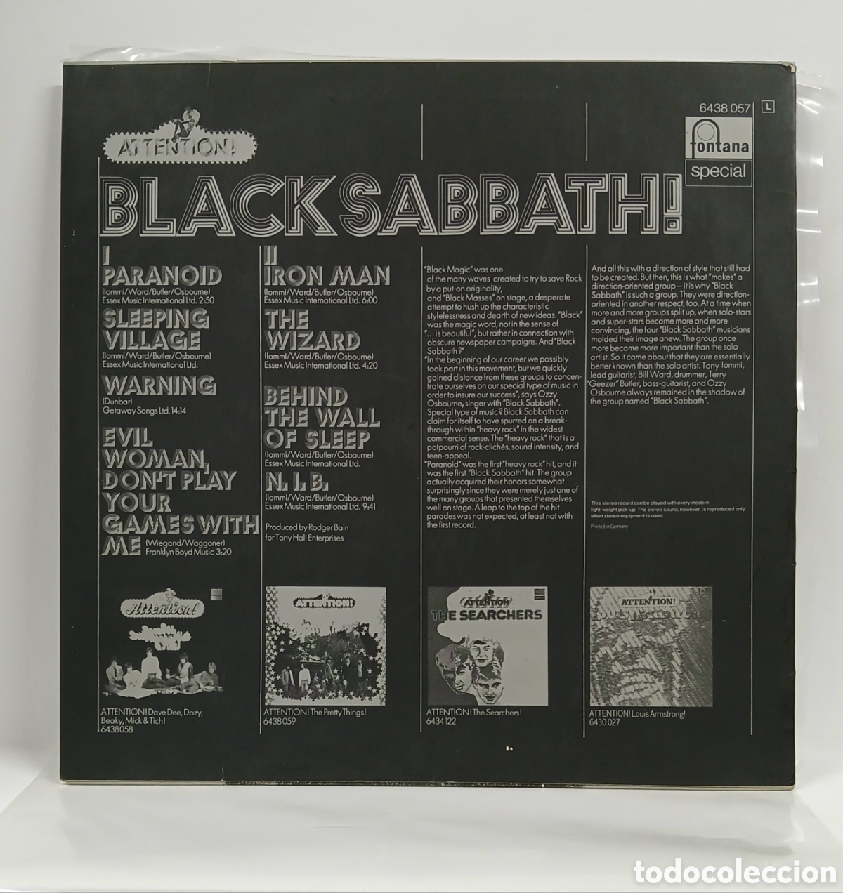 Discos de vinilo: BLACK SABBATH &rdquo;ATTENTION&rdquo; LP. COMP. GERMANY. 1972 (VG+) - Foto 2