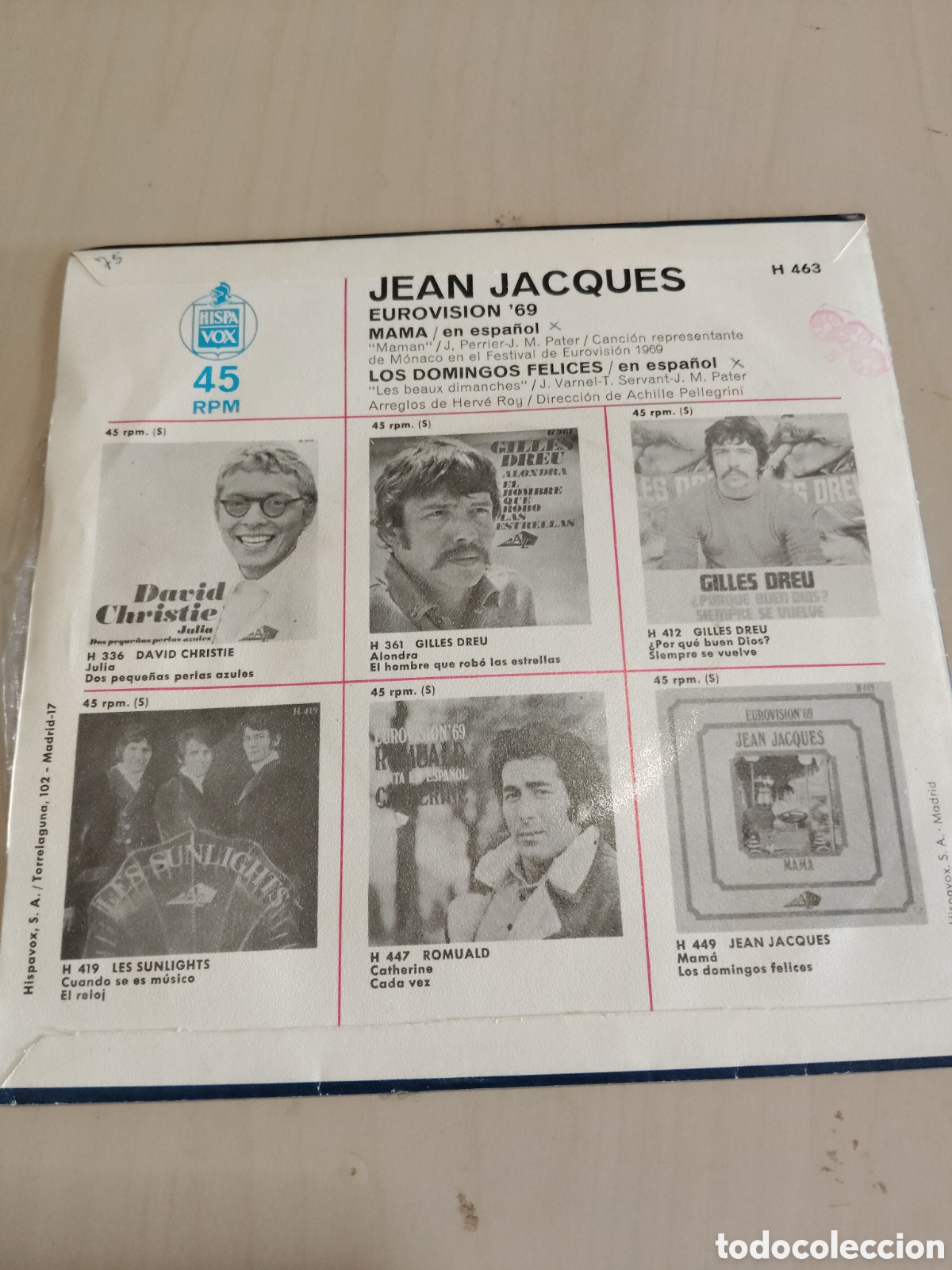Discos de vinilo: MV698 jean Jacques Eurovisi&oacute;n 69 MINI VINILO - Foto 2