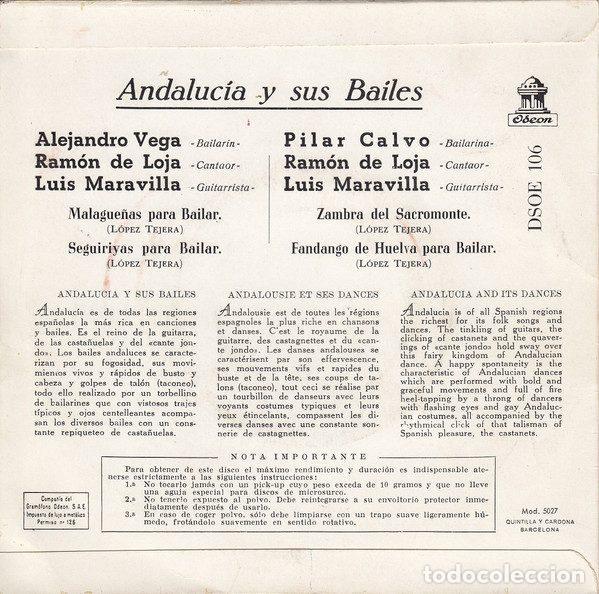 Discos de vinilo: Various &ndash; Andalucia Y Sus Bailes (Vinyl, Odeon DSOE 106) - Foto 2
