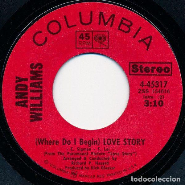 Dischi in vinile: Andy Williams &ndash; (Where Do I Begin) Love Story (Vinyl, Columbia 4-45317)