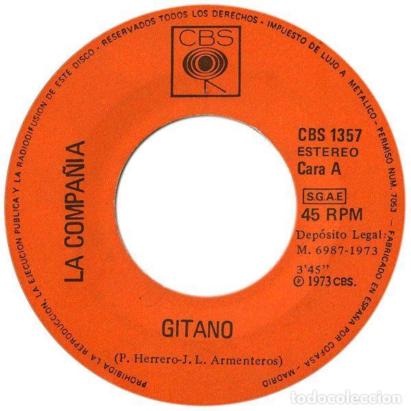 Discos de vinilo: La Compa&ntilde;ia &ndash; Gitano (Vinyl, CBS CBS 1357) - Foto 3