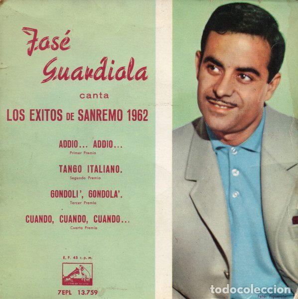Discos de vinilo: Jos&eacute; Guardiola &ndash; Canta Los Exitos De San Remo 1962 (Vinyl, La Voz De Su Amo 7EPL 13.759)
