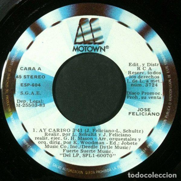 Discos de vinil: Jos&eacute; Feliciano &ndash; Ay Cari&ntilde;o / Eterno Amor (Vinyl, Motown ESP-604)
