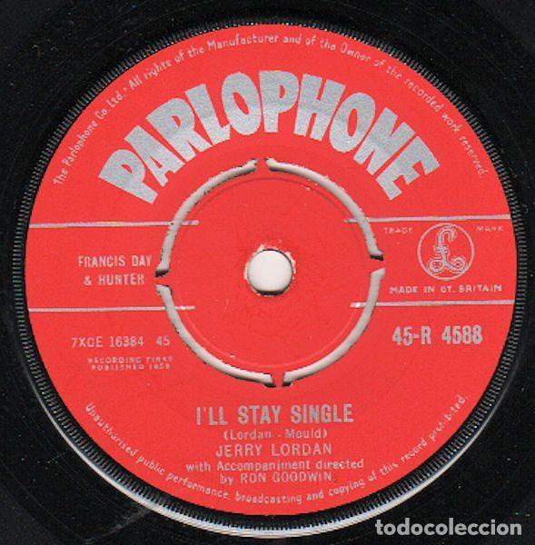 Vinyl records: Jerry Lordan &ndash; I'll Stay Single (Vinyl, Parlophone 45-R 4588)