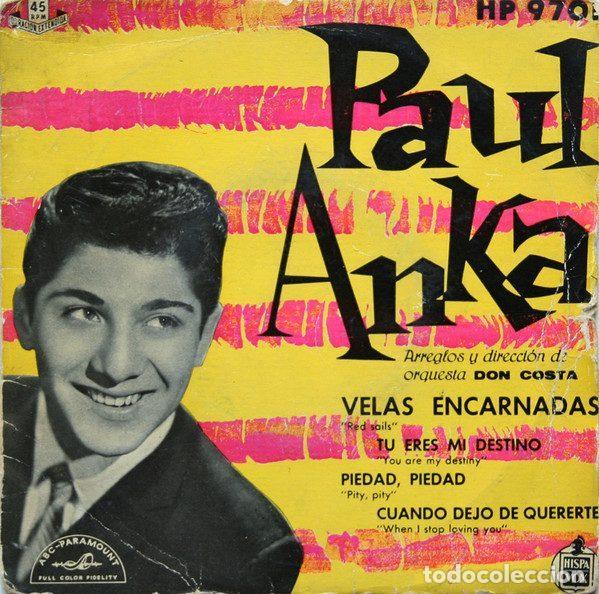 Dischi in vinile: Paul Anka &ndash; Velas Encarnadas = Red Sails (Vinyl, Hispavox HP 9701)