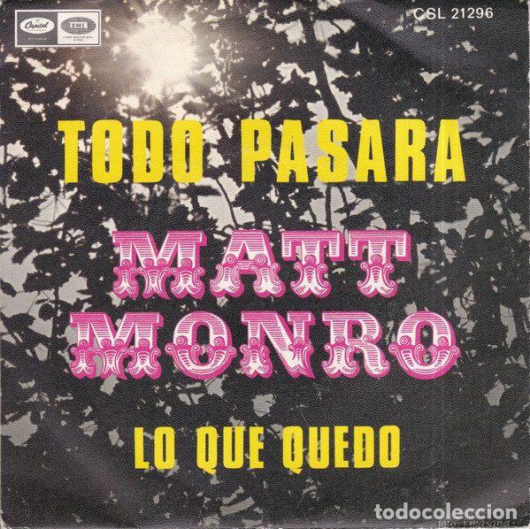 Discos de vinil: Matt Monro &ndash; Todo Pasara (Vinyl, Capitol Records CSL 21296)