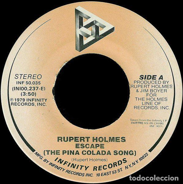 Discos de vinil: Rupert Holmes &ndash; Escape (The Pina Colada Song) (Vinyl, Infinity Records INF 50,035)