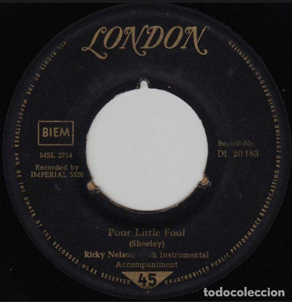Discos de vinil: Ricky Nelson &ndash; Poor Little Fool / Don't Leave Me This Way (Vinyl, London Records DL 20 183)