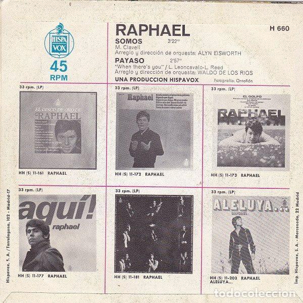 Discos de vinilo: Raphael &ndash; Somos / Payaso (Vinyl, Hispavox H-660) - Foto 2