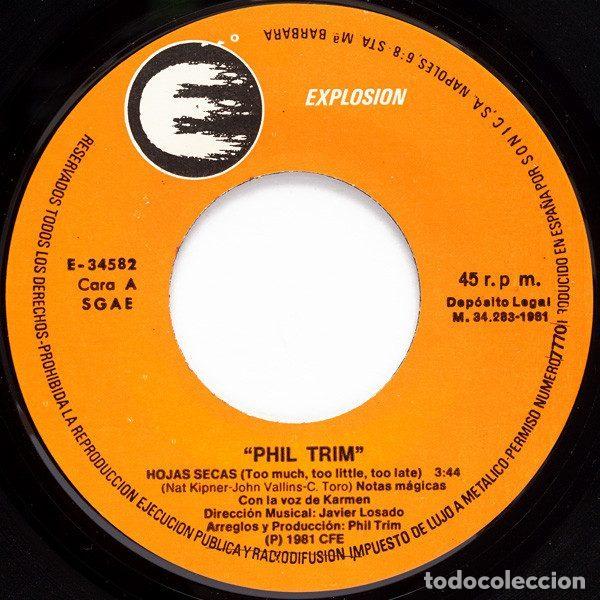 Discos de vinilo: Phil Trim presentando a Karmen &ndash; Hojas Secas (Vinyl, Explosi&oacute;n E-34582) - Foto 3