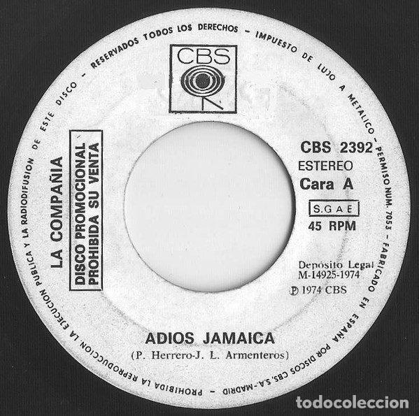 Discos de vinilo: La Compa&ntilde;ia &ndash; Adios Jamaica (Vinyl, CBS CBS 2392)