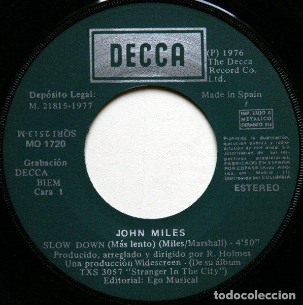 Discos de vinilo: John Miles &ndash; Slow Down (Vinyl, Decca MO 1720) - Foto 3