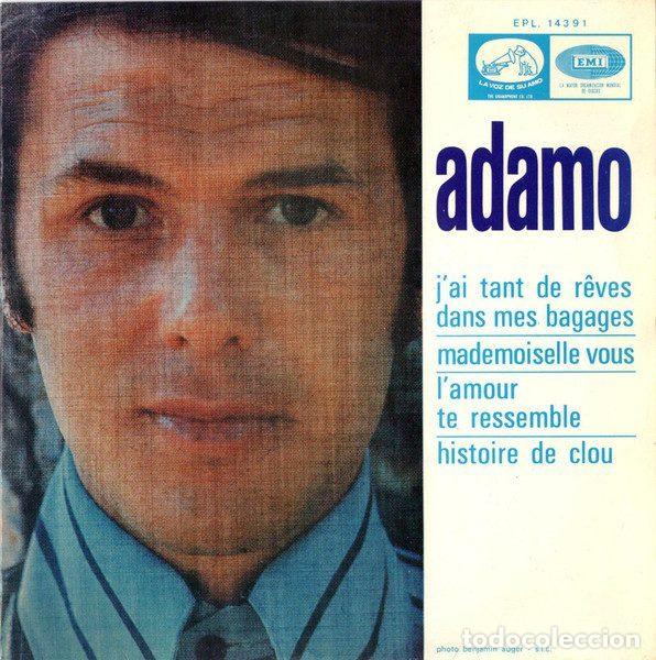 Vinyl records: Adamo &ndash; J'Ai Tant De R&ecirc;ves Dans Mes Bagages (Vinyl, La Voz De Su Amo EPL 14391)
