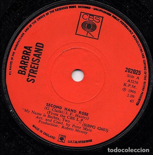 Discos de vinil: Barbra Streisand &ndash; Second Hand Rose / He Touched Me (Vinyl, CBS 202025)