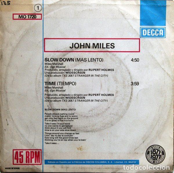 Discos de vinilo: John Miles &ndash; Slow Down (Vinyl, Decca MO 1720) - Foto 2