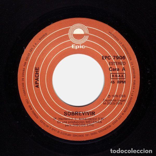Discos de vinilo: Apache &ndash; Sobrevivir (Vinyl, Epic EPC 7906) - Foto 3