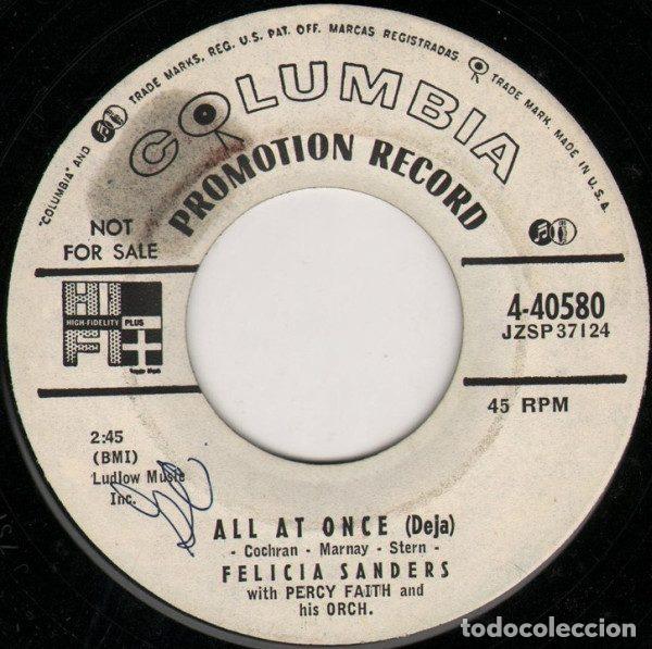 Vinyl records: Felicia Sanders With Percy Faith And His Orchestra &ndash; All At Once (Vinyl, Columbia 4-40580)