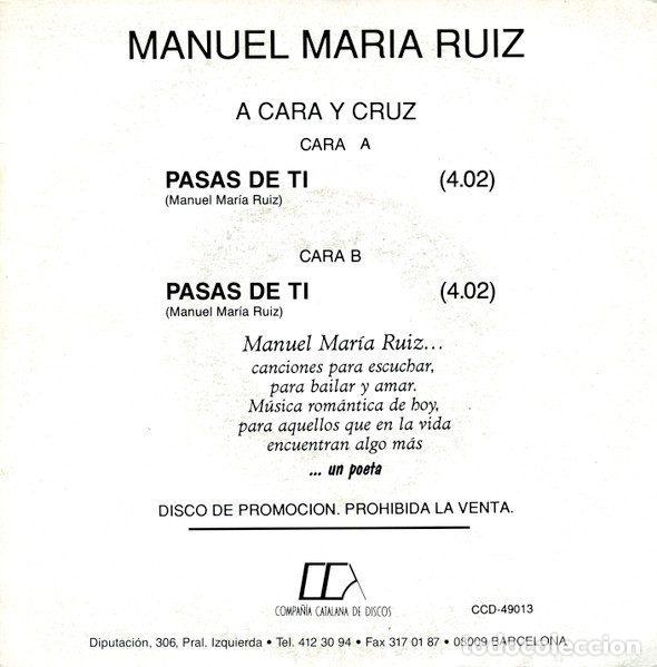 Discos de vinil: Manuel Maria Ruiz &ndash; A Cara Y Cruz (Vinyl, Compa&ntilde;ia Catalana De Discos CCD-49013)