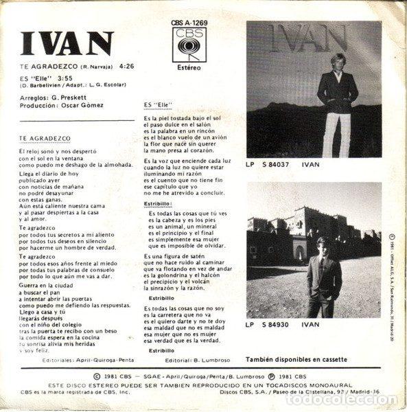 Discos de vinilo: Ivan &ndash; Te Agradezco (Vinyl, CBS CBS A-1269) - Foto 2