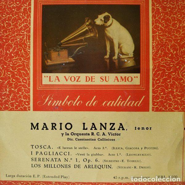 Discos de vinilo: Mario Lanza Y La Orquesta R.C.A. Victor &ndash; Tosca (Vinyl, La Voz De Su Amo 7ERL 1020)