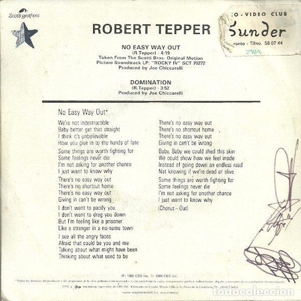 Discos de vinilo: Robert Tepper &ndash; No Easy Way Out (Vinyl, CBS A 6948) - Foto 2
