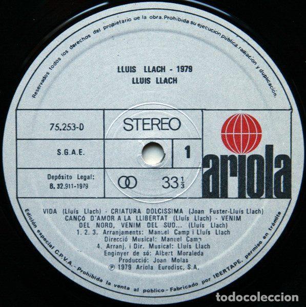 Discos de vinilo: Lluis Llach &ndash; 1979 (Vinyl, Ariola 75.253-D) - Foto 3