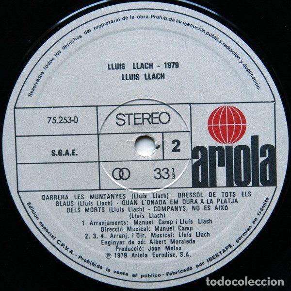 Discos de vinilo: Lluis Llach &ndash; 1979 (Vinyl, Ariola 75.253-D) - Foto 4