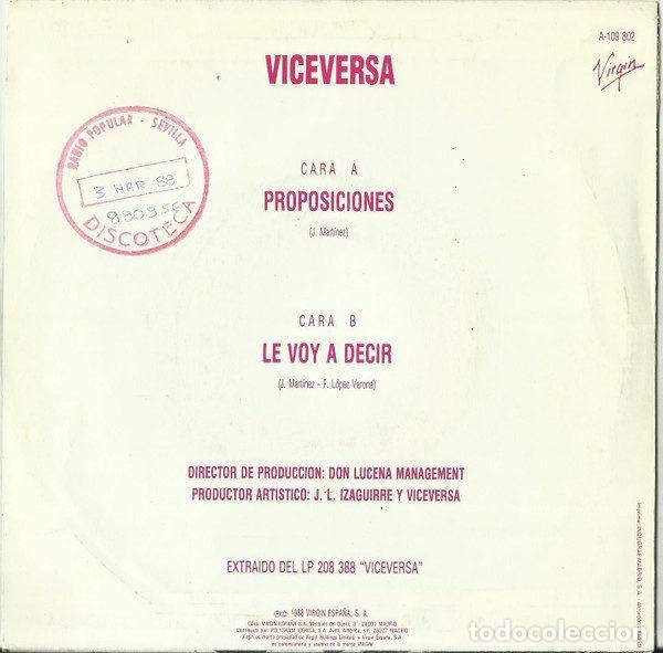 Discos de vinilo: Viceversa &ndash; Proposiciones (Vinyl, Virgin A-109 802) - Foto 2