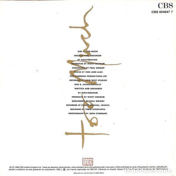 Discos de vinilo: Bros &ndash; Too Much (Vinyl, CBS CBS 654647 7) - Foto 2