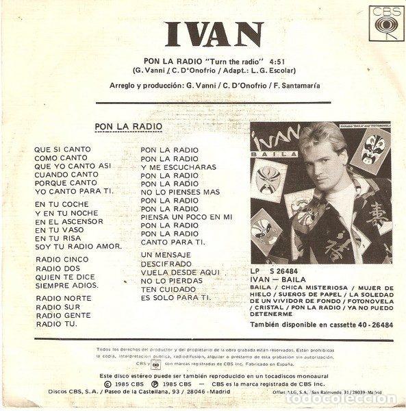 Discos de vinilo: Ivan &ndash; Pon La Radio (Vinyl, CBS none) - Foto 2