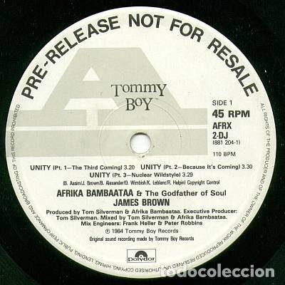 Dischi in vinile: Afrika Bambaataa & James Brown &ndash; Unity (Vinyl, Polydor AFRX 2 DJ)