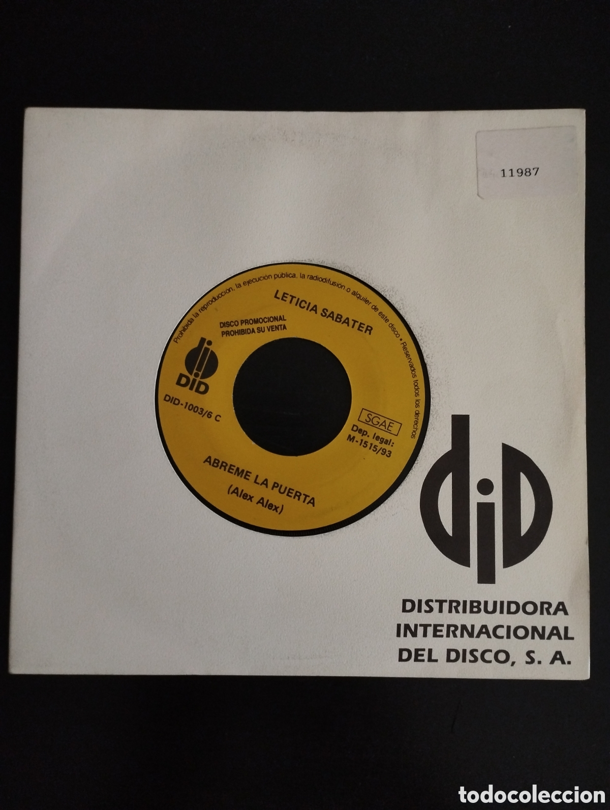 Discos de vinilo: Leticia Sabater &ndash; Abreme La Puerta (Alex Alex). Vinilo, 7&rdquo;, Promo