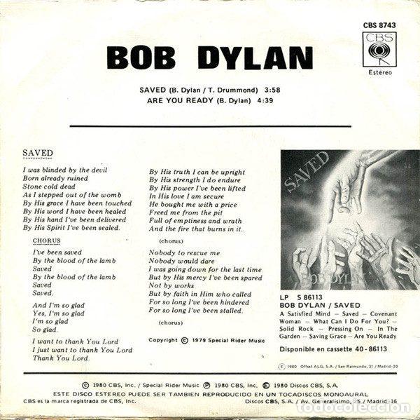 Discos de vinilo: Bob Dylan &ndash; Saved (Vinyl, CBS CBS 8743) - Foto 2