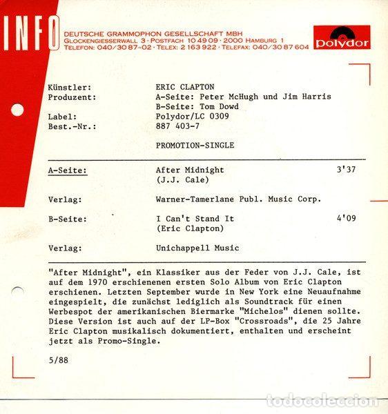 Discos de vinilo: Eric Clapton &ndash; After Midnight (Vinyl, Polydor 887 403-7) - Foto 5