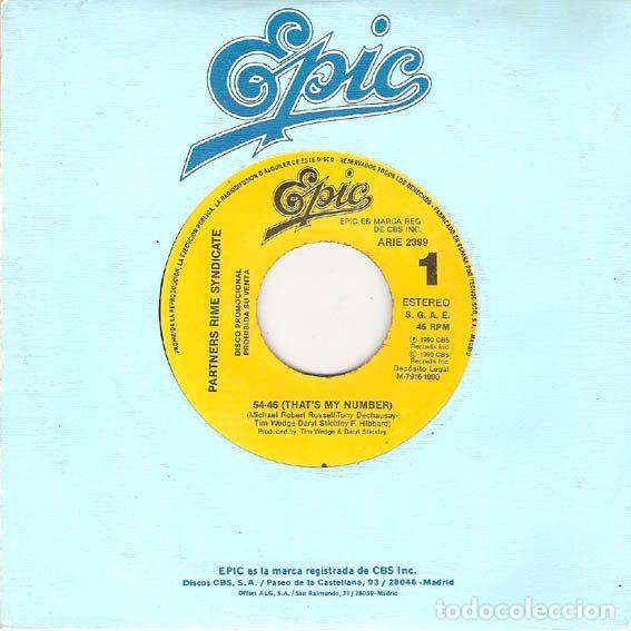 Dischi in vinile: Partners Rime Syndicate &ndash; 54-46 (That's My Number) (Vinyl, Epic ARIE 2399)