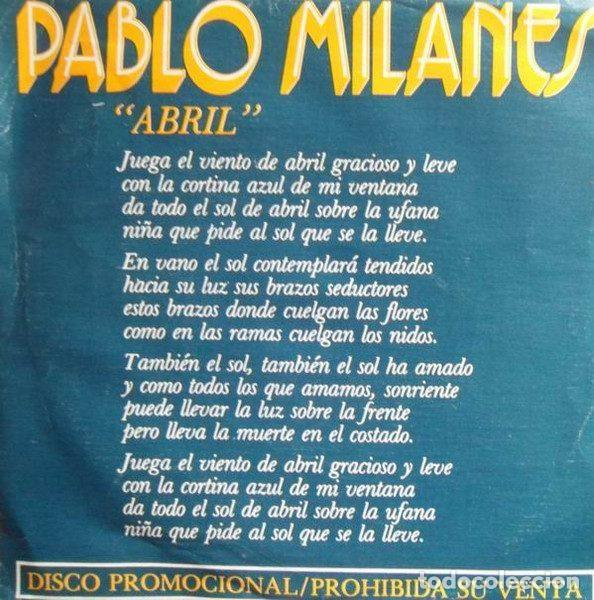 Discos de vinil: Pablo Milan&eacute;s &ndash; Abril / Aniversario (Vinyl, Movieplay 02.1420/5)