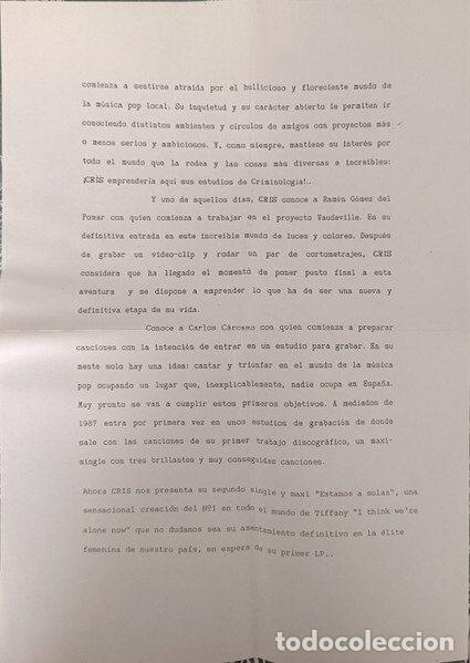 Discos de vinilo: Cris &ndash; Estamos A Solas (Vinyl, WEA 248000-7) - Foto 7