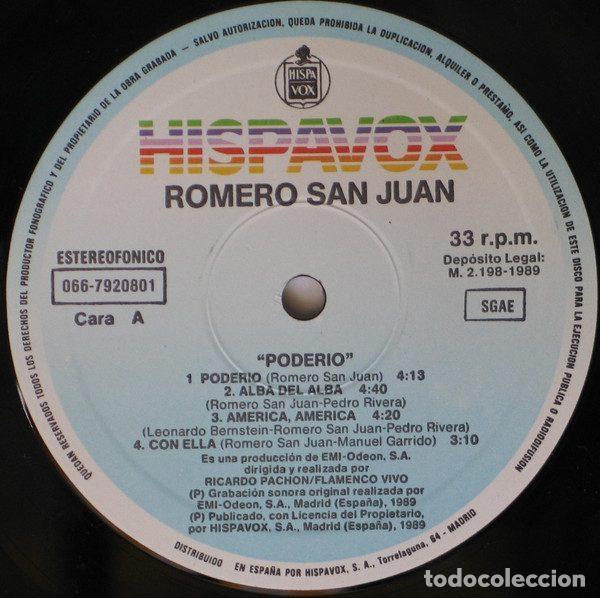 Discos de vinilo: Romero San Juan &ndash; Poder&iacute;o (Vinyl, Hispavox 066 79 2080 1) - Foto 3