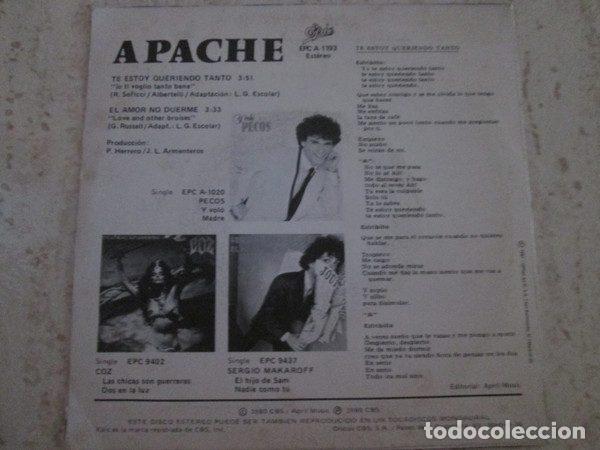 Discos de vinilo: Apache &ndash; Te Estoy Queriendo Tanto (Vinyl, Epic EPC A 1193) - Foto 2